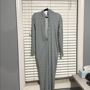 Blue and Cream Women's Sleepwear Onesie